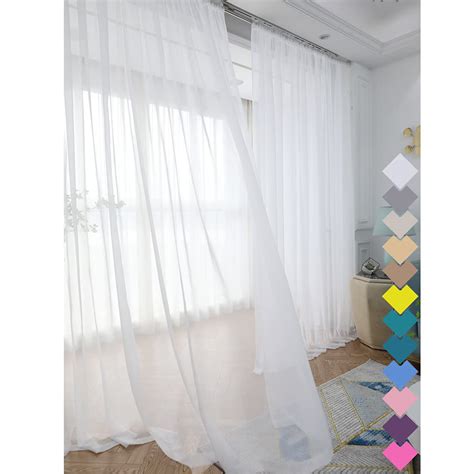 Buy Window White Sheer Curtains 84 Inches Long 2 Panels Sheer White ...