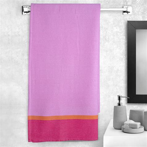 Buy PORTICO Huck-A-Back Multicolour Colourblocked Printed Cotton Bath ...