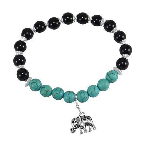 Buy SILVESTO INDIA Turquoise & Black Onyx Gemstone 925 Sterling Silver ...