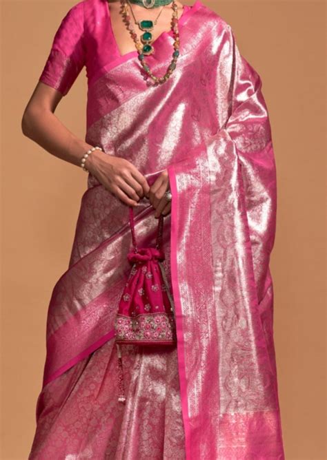 Pure Handloom Pink Kanjivaram Silk Zari Saree Online India USA UAE – Sunasa