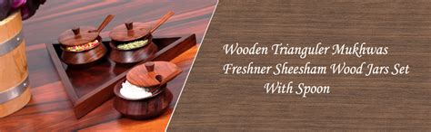 Creation India Craft Wooden Trianguler Mukhwas freshner Jars Set with ...