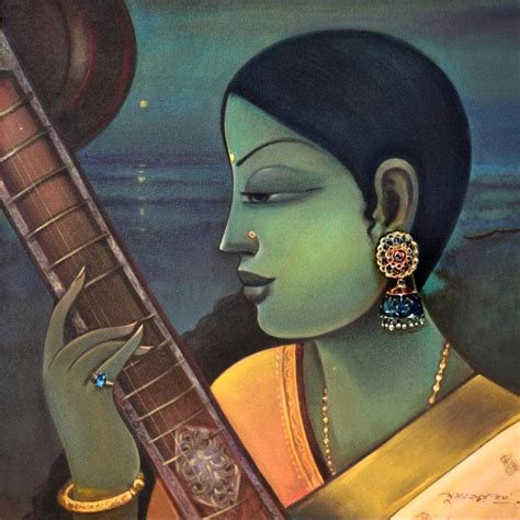 "Yaman Kalyan": Yellow Green Acrylic Painting by Sumon Naskar – ArtZolo.com