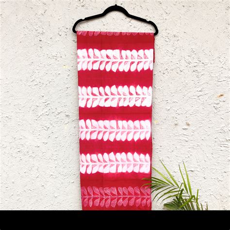 Pure Cotton Burgandy Needle Thread Shibori With Creeper Hand Dyed Fabr ...