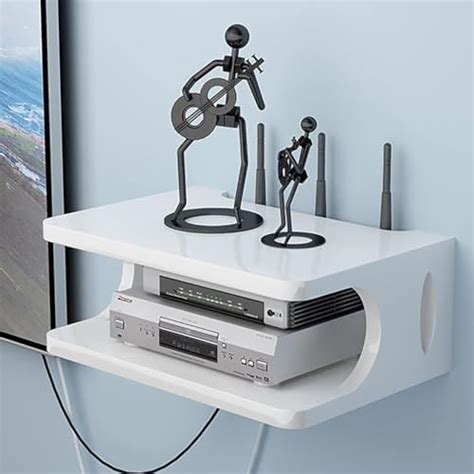 Total Crafts Wooden Floating Set top Box Stand Wall Shelves Wall Mount ...