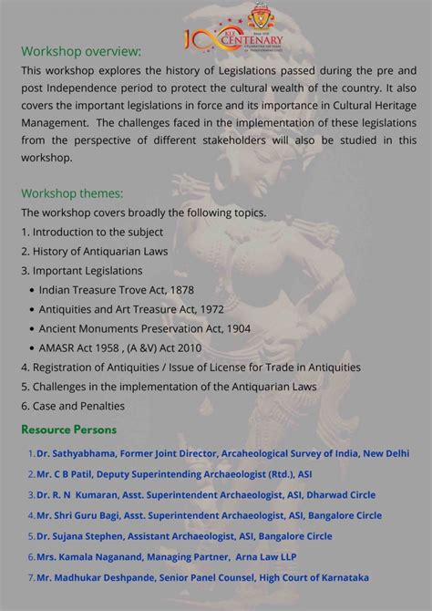 Heritage Club – Workshop on Archaeology and Antiquarian Law ...