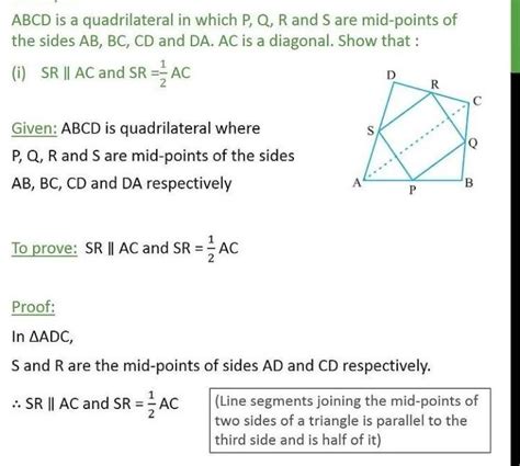 1. ABCD is a quadrilateral in which P, Q, R and S aremid-points of the ...