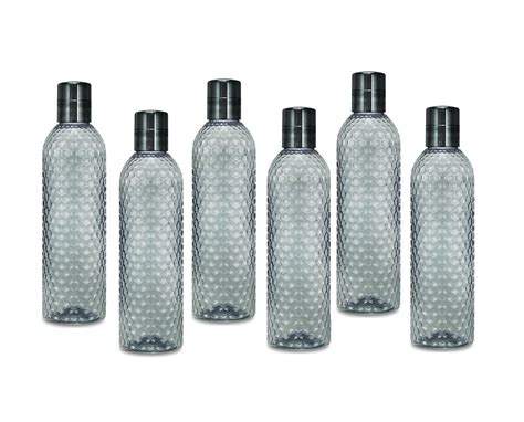 Jaypee Plus Rio Plastic Water Bottle Set, 1 Litre, 6-Pieces, Black ...