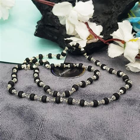 Black Tulsi Mala with Silver Capping - To Pleases Lakshmi