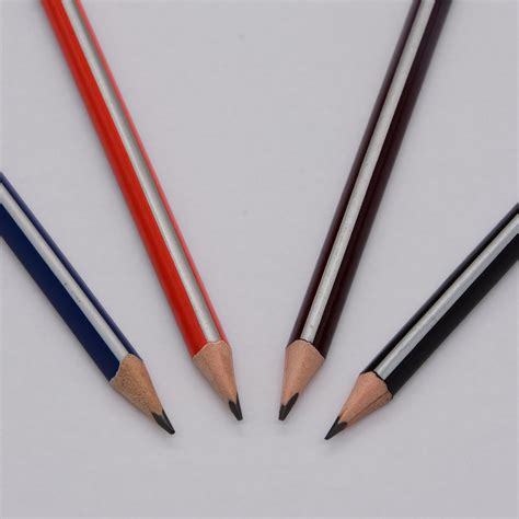 7.5 Inch 190mm Triangular with Silver Stripe Graphite Hb Pencil Top ...