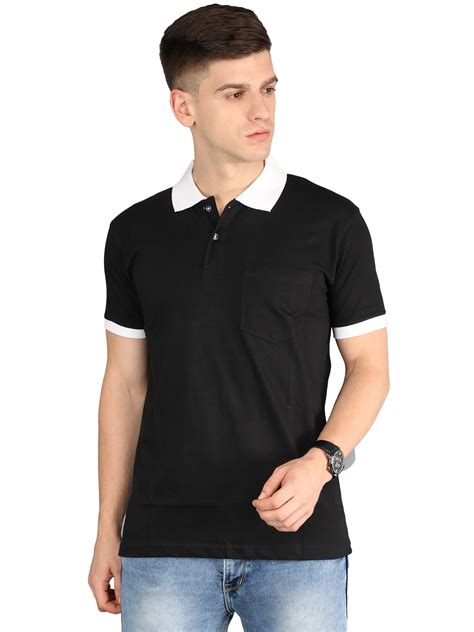 Men's Cotton Plain Polo Neck Half Sleeve Black Color T-Shirt – Fleximaa