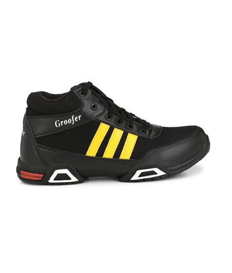 Buy Groofer Men's Black Yellow High Top Casual Shoes Online - Get 72% Off