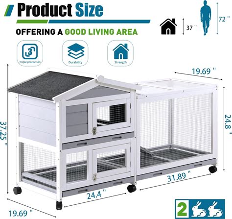 Haustiere Two Story Rabbit Hutch with Roof, Tray, and Ramp India | Ubuy