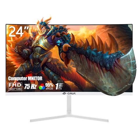 Buy CRUA 24 Inch Curved Gaming Monitor, FHD(1920×1080p) 2800R 75Hz, 95% ...