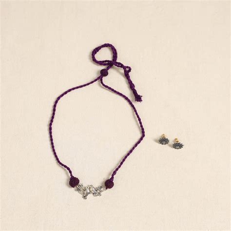 Purple German Silver Necklace Set