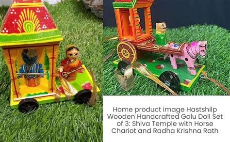 Buy Hastshilp Wooden Handcrafted Golu Doll Set of 3: Shiva Temple with ...