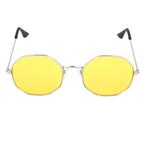 Buy Dervin Silver Yellow UV Protection Octagonal Sunglasses/Frame For ...