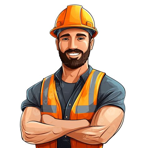 Industrial Construction Worker Engineer Cartoon Style Illustration ...