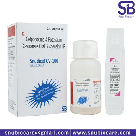 Snudicef-CV 100 (Sterile Water) Dry Syrups SNU BIOCARE