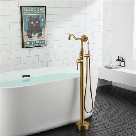 Bathroom Faucets Freestanding Floor Mount Tub Faucet Bathtub with Hand ...