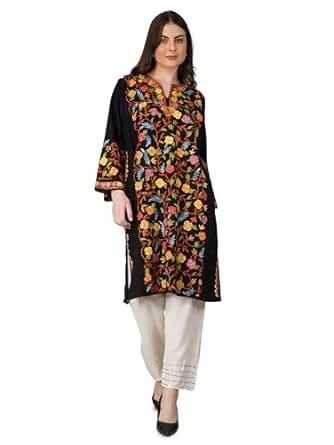 Buy KASHMIR HUNAR Women's Woolen pheran Kurti with Allover ...