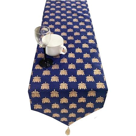 Buy VIREO Dopian Jacquard Silk Table Runner (Blue, 12 X 70 Inch) Online ...