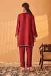 Buy Maroon Silk Zari Split Rukhsar Zardozi Placement Embroidered Kurta ...