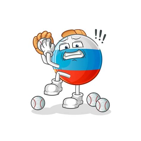 Kreskówka flaga Rosji baseball dzban. kreskówka maskotka wektor ...