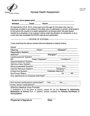 Fillable Online Kansas Health Assessment Form 328 - Derby Public ...