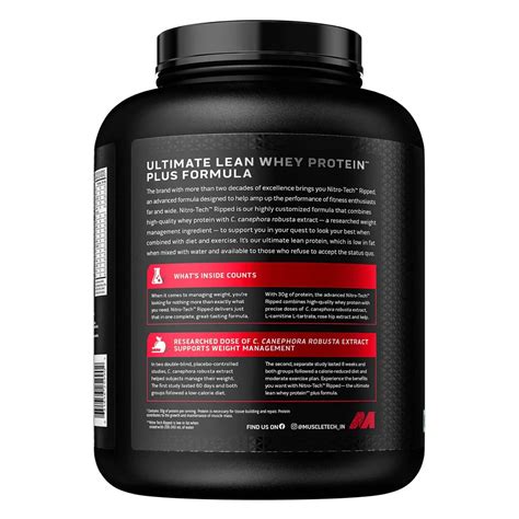 Muscletech Nitro-Tech Ripped Chocolate Fudge Brownie Protein Powder, 1. ...