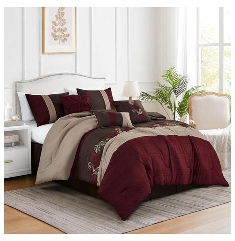 Napa 7-Piece Luxury Leaves Scroll Embroidery Bedding Comforter Set ...
