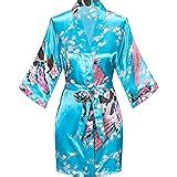 Buy Women's Short Kimono Robes Bride and Bridesmaid Satin Floral ...