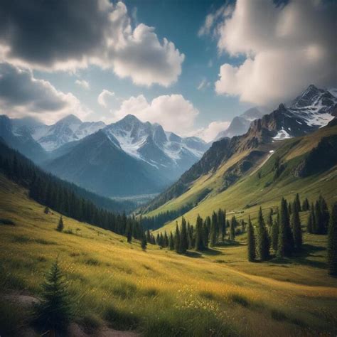 A mountain range with a mountain in the background | Premium AI ...