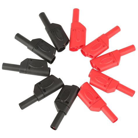10Pcs Banana Plug Connectors, Red/Black Safety Fully Insulated ...