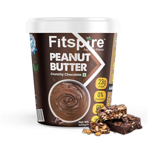 Fitspire Crunchy Choclate Peanut Butter 400 Gram - 100% Pure Roasted ...