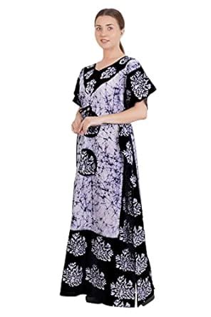 Buy Women's Cotton Kaftan Maxi Nightgown Nighty Nightdress Nightwear ...