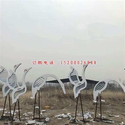 公园不锈钢抽象丹顶鹤-宏通雕塑