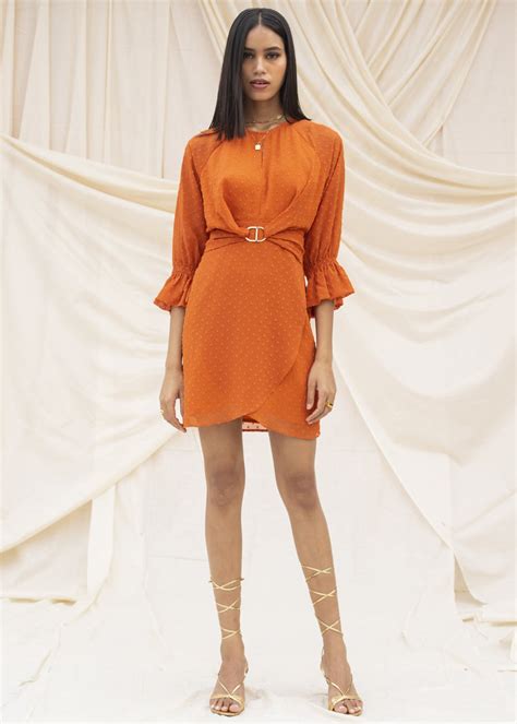 Get Wrap Knot Detail Rust Printed Dress at ₹ 2700 | LBB Shop