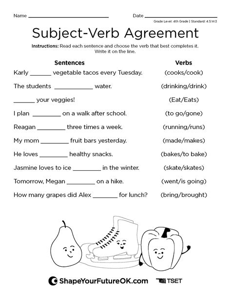 Subject And Verb Agreement Worksheet