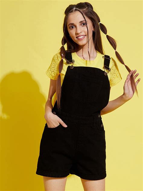 Buy Girls Black Denim Playsuit Online at Sassafras