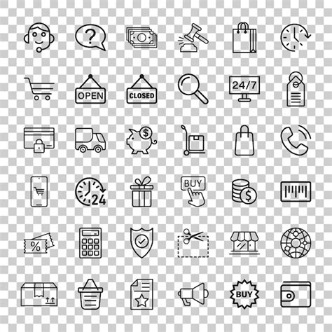 Shopping icon set in flat style online commerce vector illustration on ...