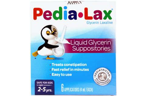 Pedia-Lax Kids Liquid Glycerin Laxative Suppositories, Ages 2-5, Quick Constipation Relief, 6 ...