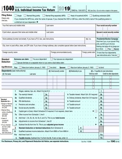 Kuvatulokset haulle irs form 1040