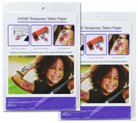 Buy VViViD Easy-to-Apply Printable Inkjet Rub-On Temporary Tattoo Paper ...