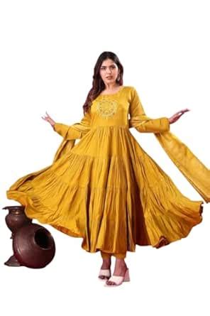 Buy MITSU CRAFT Women's Roman Silk Embroidery Sequence Work Anakali ...