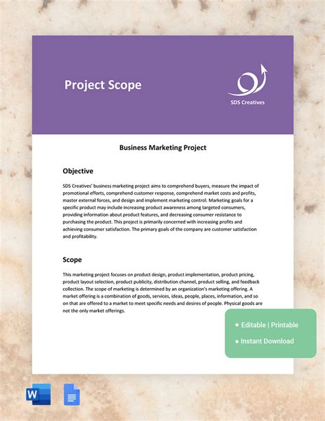 Image result for Project Scope Template Word