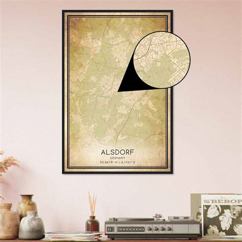 Vintage Alsdorf Germany Map Poster, Alsdorf City Road Wall Art Print ...