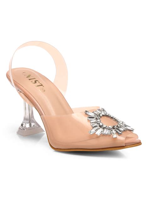 GNIST Round Rhinestone Studded Peach Pointed Stilettos – Gnist Footwear