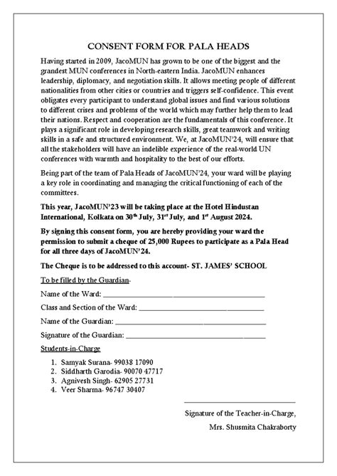 Consent Form for Pala Heads Jaco MUN' 2024 - CONSENT FORM FOR PALA ...