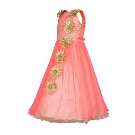 Aarika Girl's Self Design Net Fabric Birthday Special Ball Gown ...