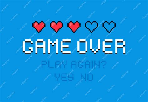 Game Over Pixel Art Design Avec Coeurs 8bit Pixel Art Design Pour Game ...